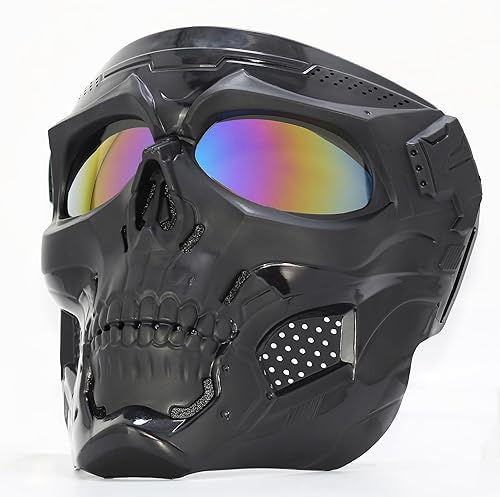 Miniatura 8 de Máscara facial de calavera para cara completa, máscara de motocicleta, máscara de Airsoft, máscara táctica, máscara de paintball para hombres y