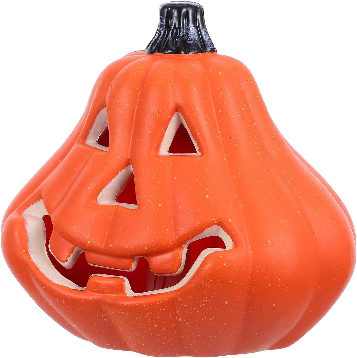 MAGICLULU LED Glowing Pumpkin Lantern Prop with Intricate Hollow Patterns, Resin Jack O Lantern Decor for Indoor and Outdoor Halloween Party and Fall Harvest Decoration