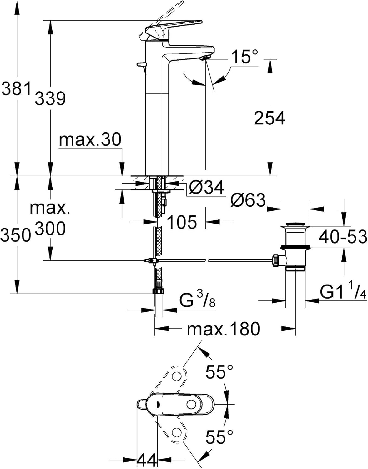 GROHE 33156002 | Europlus Basin Mixer Tap