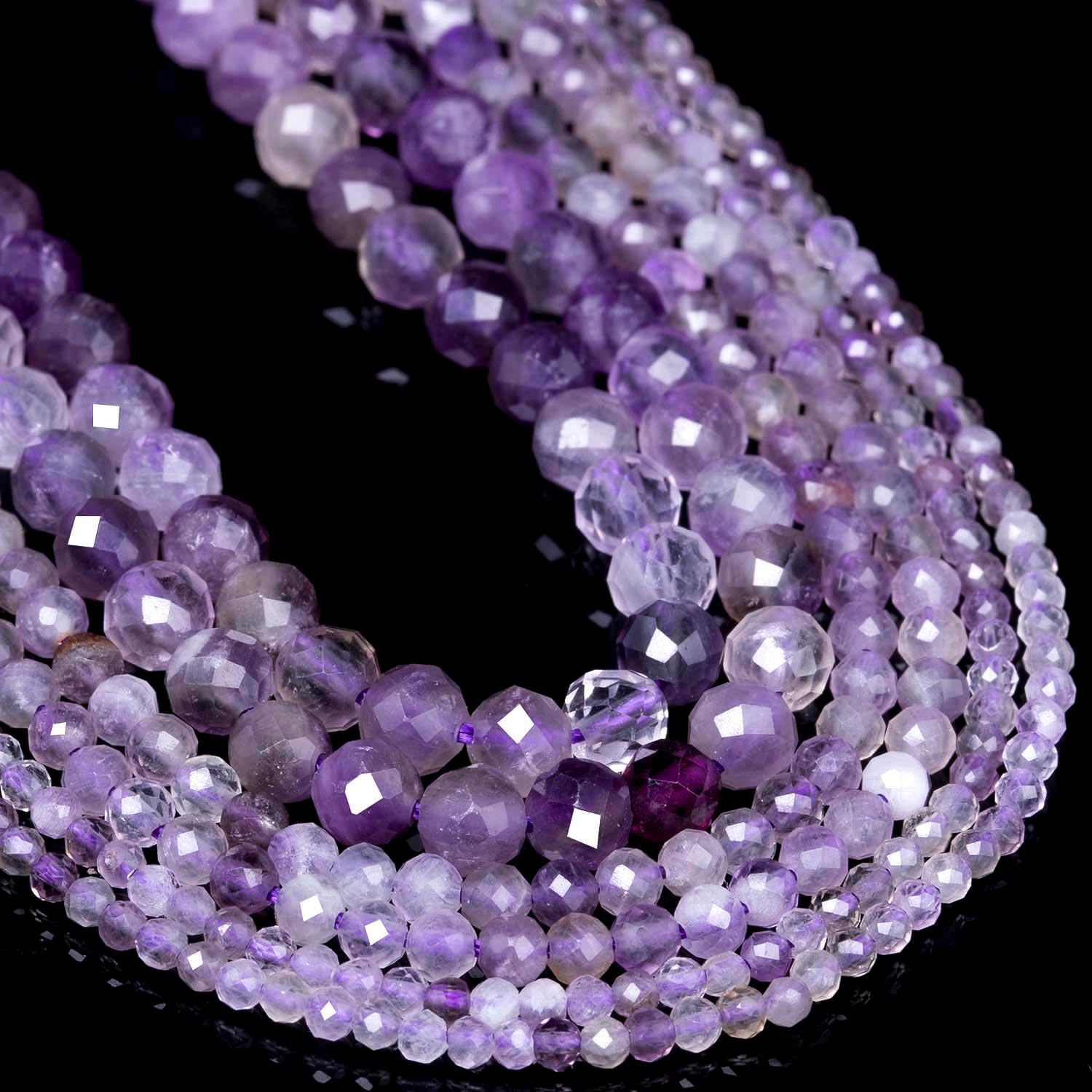 2mm 180pcs Natural Amethyst Stone Beads, Songxi Small Faceted Round Loose Gemstone for Jewelry Making, DIY Art and Craft, Bracelet Necklace (1 Strand) - Image 4
