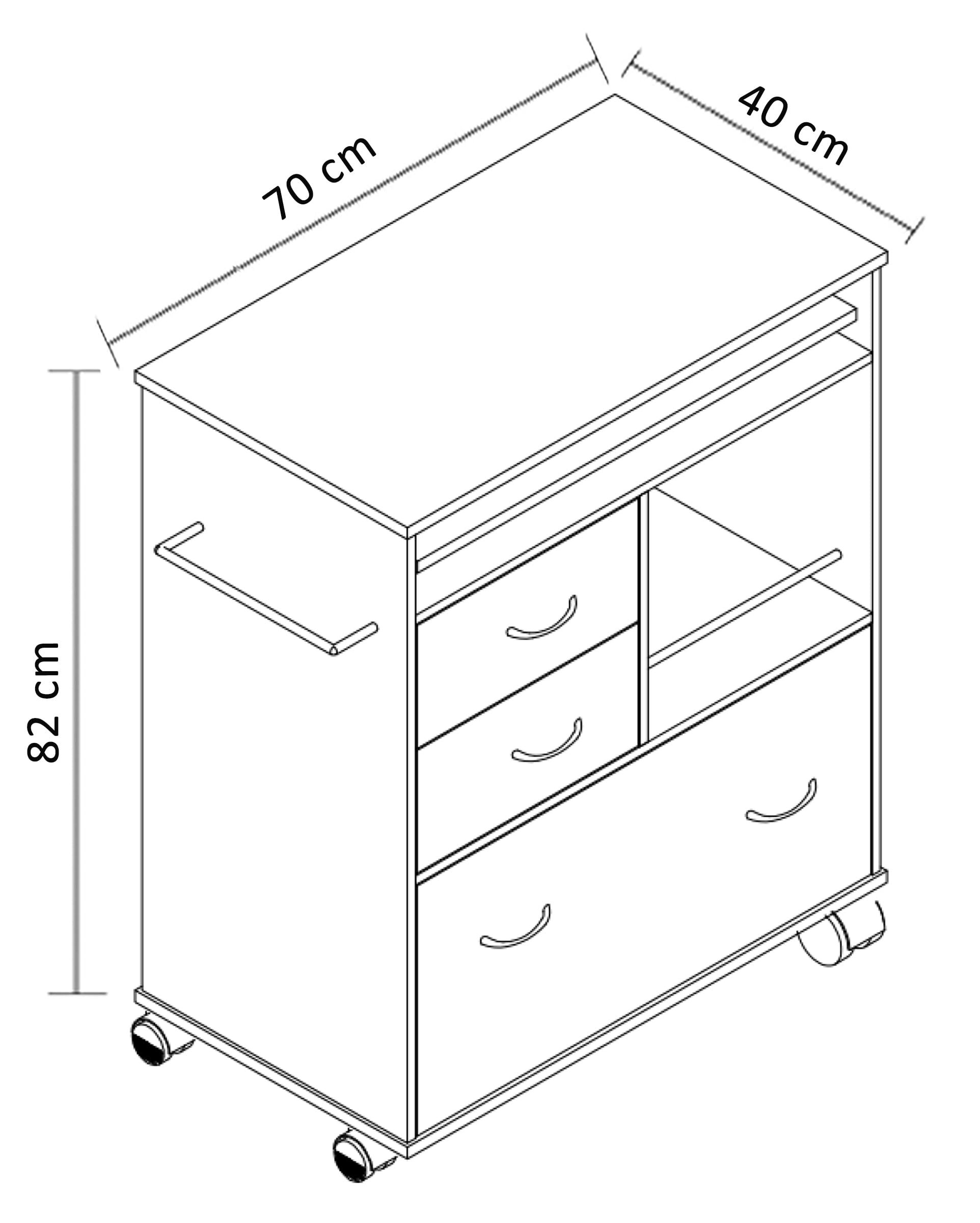 VCM Carro de Cocina de Madera Carro de Servicio Carro rodante Estante Ruedas Rodable Cajón Kicha Carro de Cocina de Madera Carro de Servicio Carro rodante Estante Ruedas Rodable Cajón Kicha