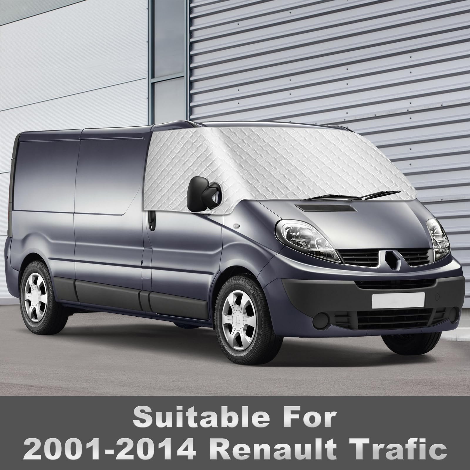 Roadtime Couvre-pare-brise de voiture enroulable de remplacement pour Renault Trafic 2001-2014, pare-brise avant, protection solaire pour pare-brise avant, obscurcissant, bloque les rayons UV, la