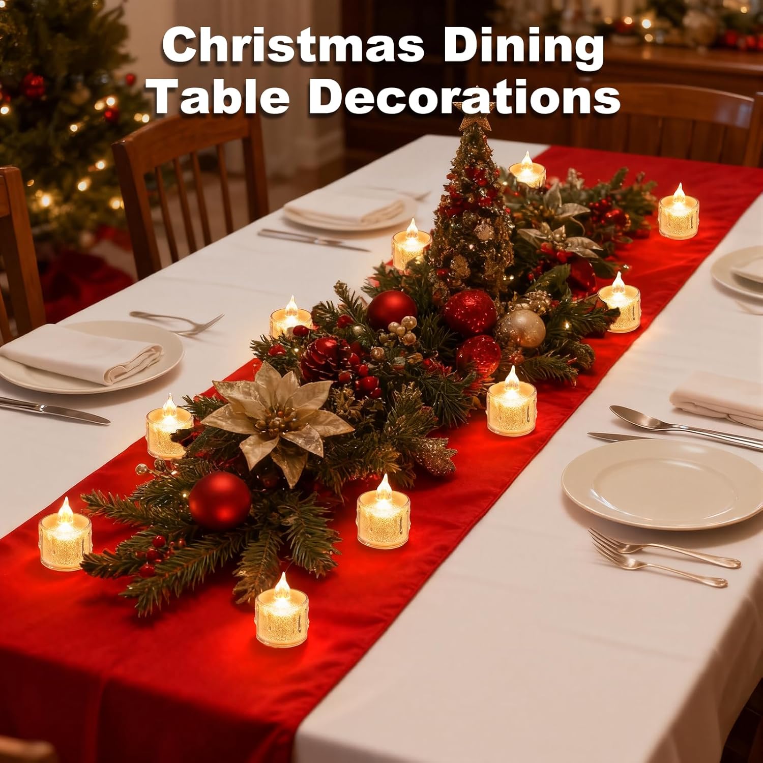 LED Flameless Candles, 24Pcs Crystal LED Tea Lights Battery Operated for Christmas Romantic Night Wedding Anniversary Table Party Decoration - Image 5