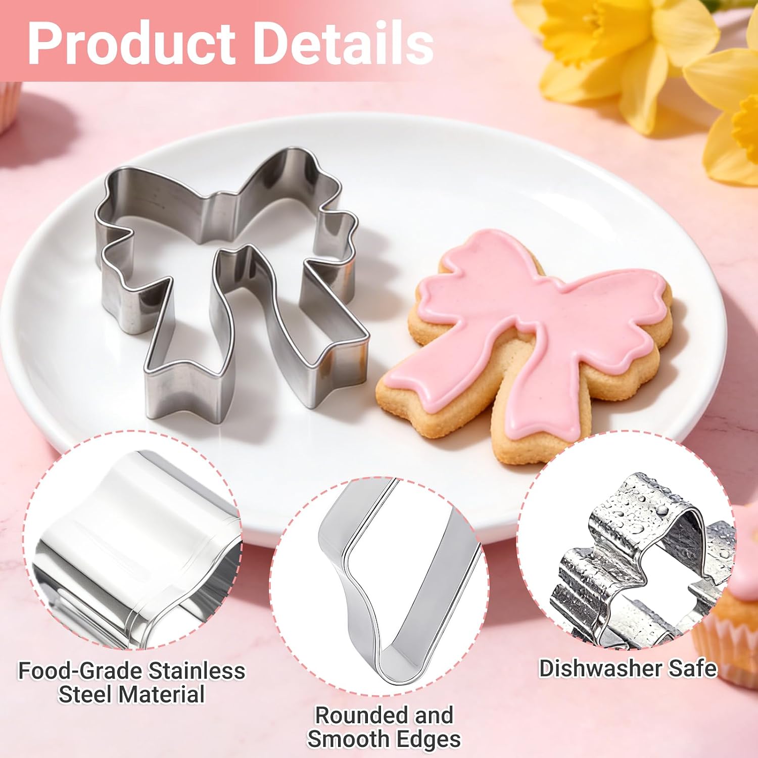 JEPELUS 9 PCS Bow Cookie Cutter Set, 3 Inch Metal Cute Cookie Cutters for Women Kids, Fun Cookie Cutters Shape Biscuit Cutter for Birthday Wedding Baby Shower DIY Craft Baking Supplies image 3