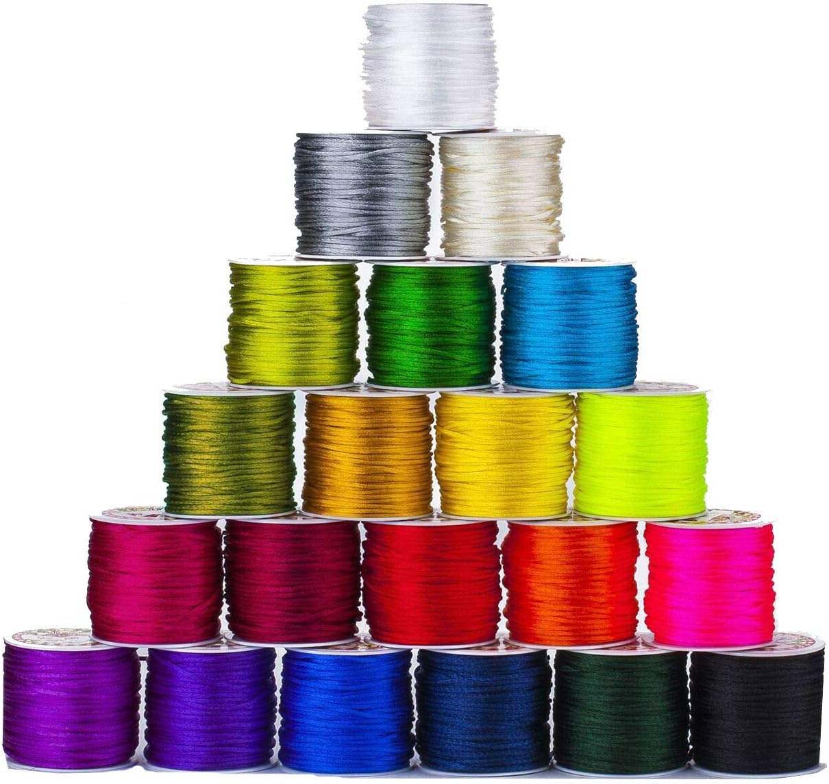 Neotrims Rats Tail Jewellery Cord, Kumihimo Braiding Satin Silky Nylon Rope in 23 Stunning Colours. 2mm Thick, Ideal for Crafts &Jewelry Making, Rattail Rope.