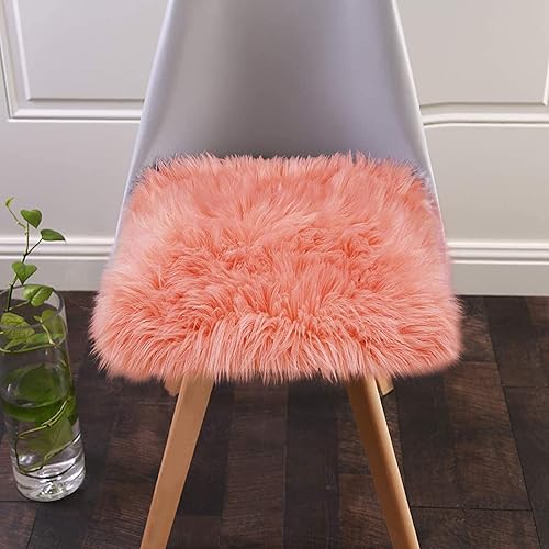 Softlife Funda Cuadrada de Piel de Oveja Sintética para Silla Cojín de Asiento Alfombras Súper Suaves para Sala de Estar Dormitorio Sofá (1.6 pies x
