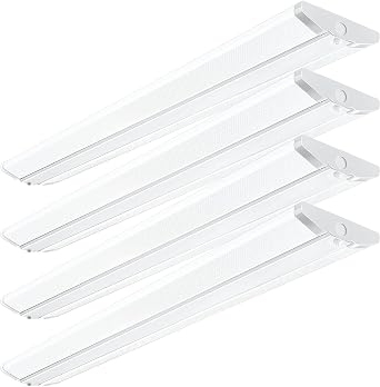 4FT LED Wraparound Light Fixture, Ultra Slim LED Shop Lights for Garage, 50W/6000LM/5000K, 4 Foot Flush Mount Ceiling Wrap Light for Office Kitchen, Fluorescent Tube Replacement, 4 Pack
