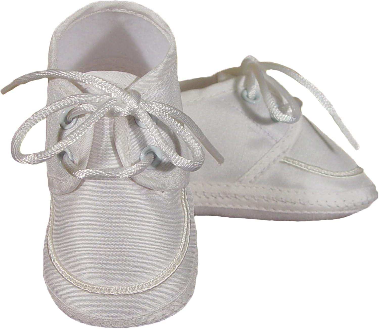 Little Things Mean A Lot Boys Silk Dupioni Christening Baptism Shoe - Size 4 White