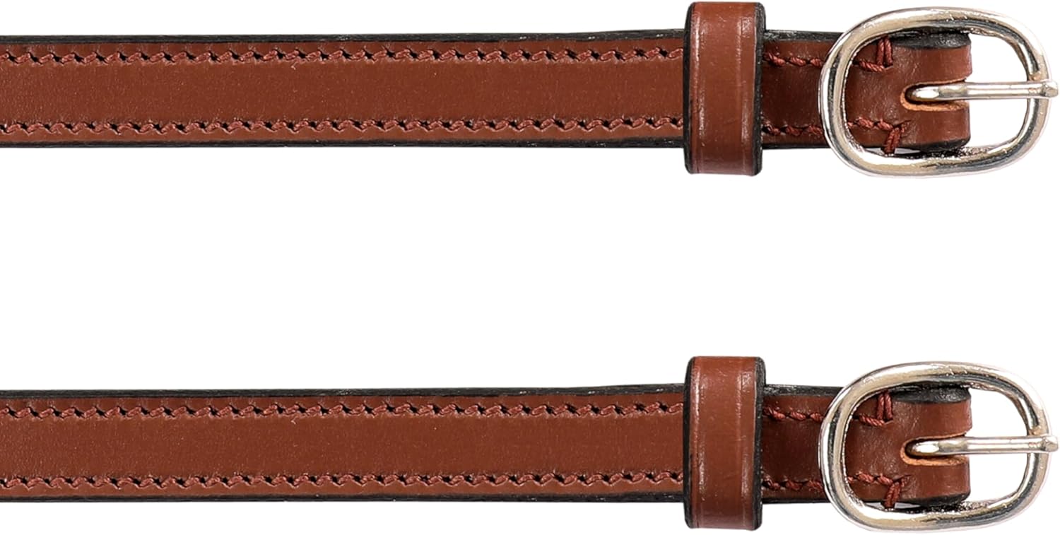 Exion English Spur Straps for Horse Riding – Genuine Leather Pair for Men & Women | Durable Adjustable Classic Look Straps for Boots & Spurs – Black, Havana, Oak Brown