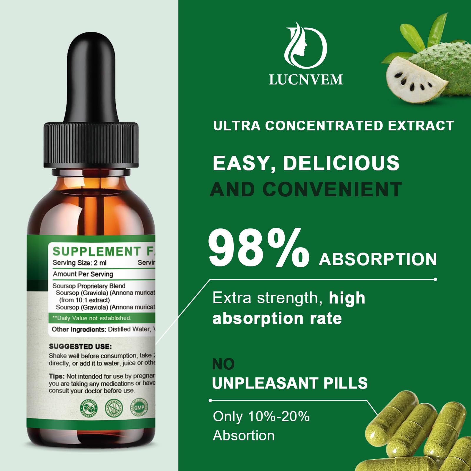 (2 Pack) Organic Soursop Graviola Liquid Drops, Soursop Extract Organic Pure for Natural Antioxidant, Cell Support & Regeneration, Immune Boost, Soursop Bitters Liquid Rich in Multivitamin - 2 FL OZ — Amazon image 5