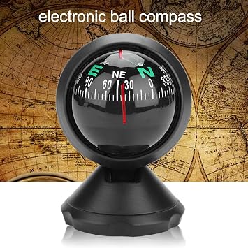 Black Car Compass, Digital Ball Adjustable Marine Compass, Night View Vehicles and Navigation for Boat Car Truck to Find Direction