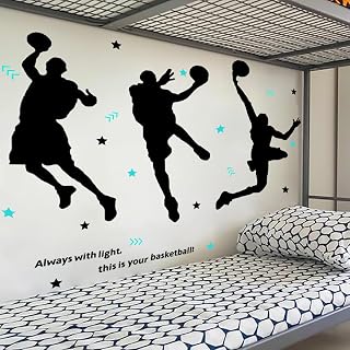 3D Basketball Player Wall Decals Decors for Boys Room,Basketball Slam Dunk Wall Decor for Boys Bedroom