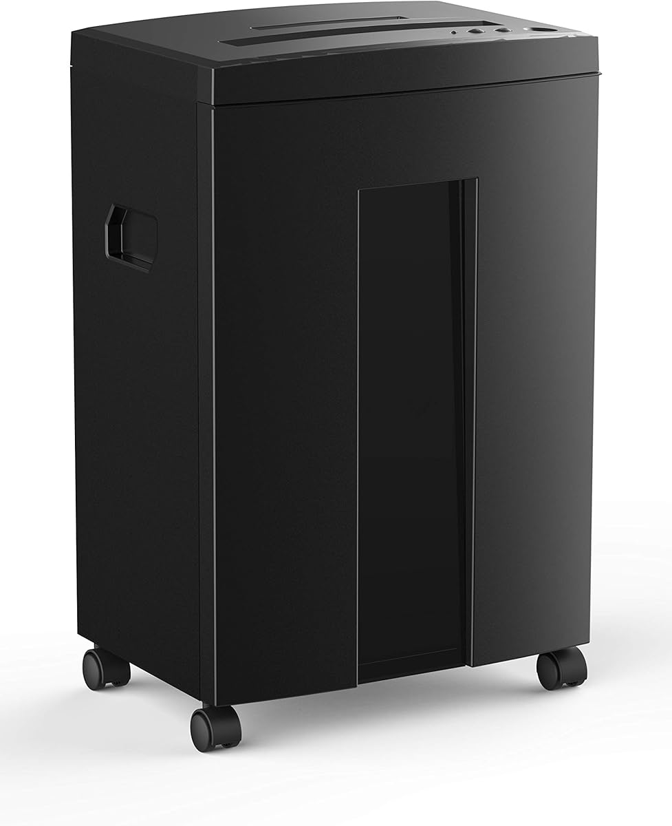Wolverine 18-Sheet 60 Mins Running Time Cross Cut High Security Level P-4 Heavy Duty Paper/CD/Card Ultra Quiet Shredder for Home Office with 22-Litre Pullout Waste Bin SD9113(Black)
