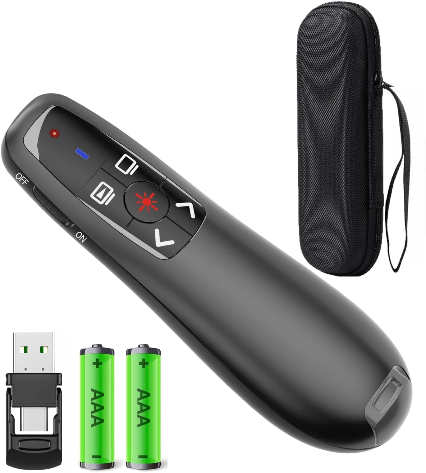 Presentation Clicker with Case Storage, Wireless Presenter Remotes with USB-A&C Receiver,Suitable for Both Desktop Computers and laptops, Mac Keynote,Including Batteries and Storage Bag,LBBYDDLL