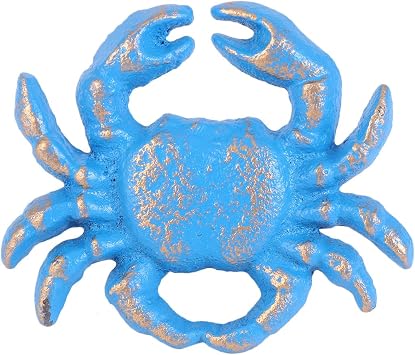 Blue Crab Drawer Pull Handle, Single Hole Cabinet Knob for Furniture