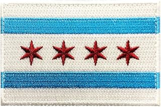 Chicago City Flag Embroidered Hook Fastener Patch[3.0 X 2.0 - CH9]