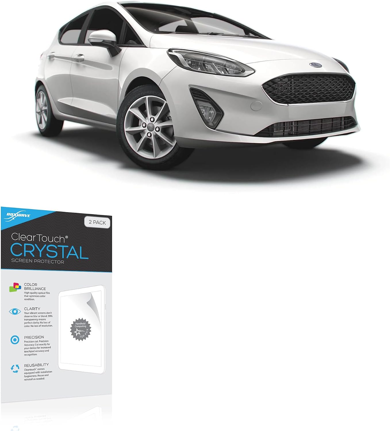BoxWave Screen Protector Compatible with Ford 2021 Fiesta Display (4.2 in) - ClearTouch Crystal (2-Pack), HD Film Skin - Shields from Scratches