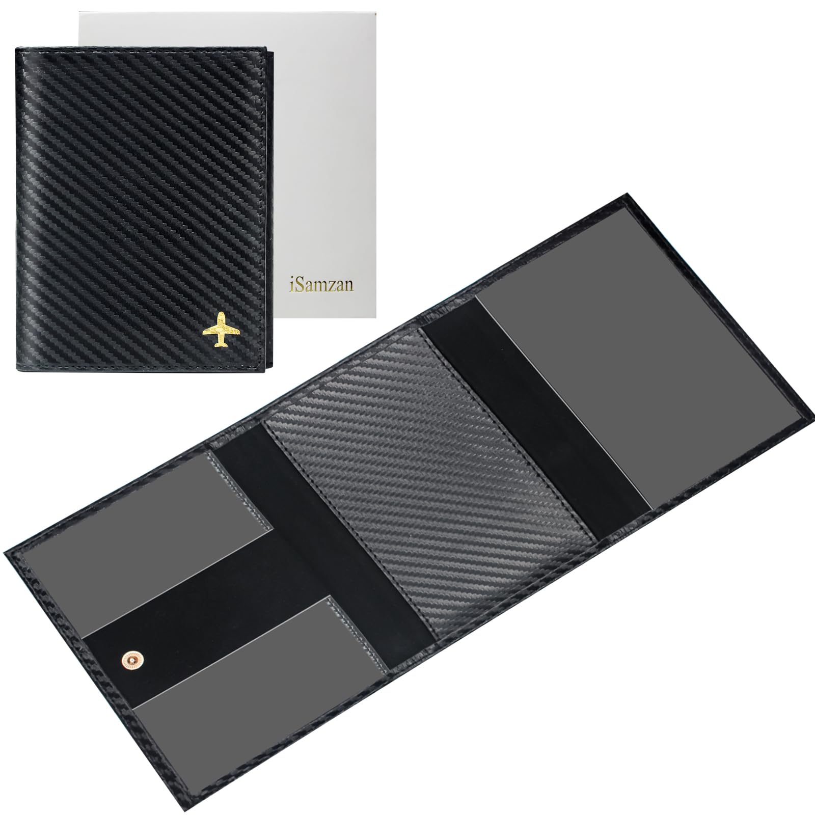 Pilot Wallet Passport Holder - Leather Pilot Passport Wallet Accessories Black, Carbon Fiber Black, Pilot Wallet Passport Holder-image-7