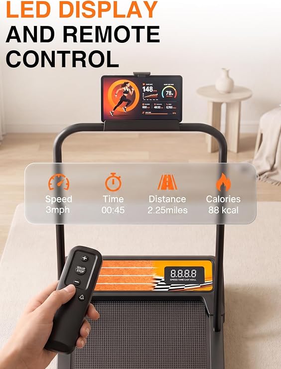 Under Desk Treadmill with Incline, Portable Walking Pad with Handlebar