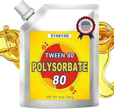 Polysorbate 80 8 oz - Sorbitan Oleate, Cosmetics Grade - Premium Emulsifier & Solubilizer for DIY Skincare, Bath Bombs, Cosmetics, Lotions, and Essential Oils - Gentle on Skin 8 Ounces