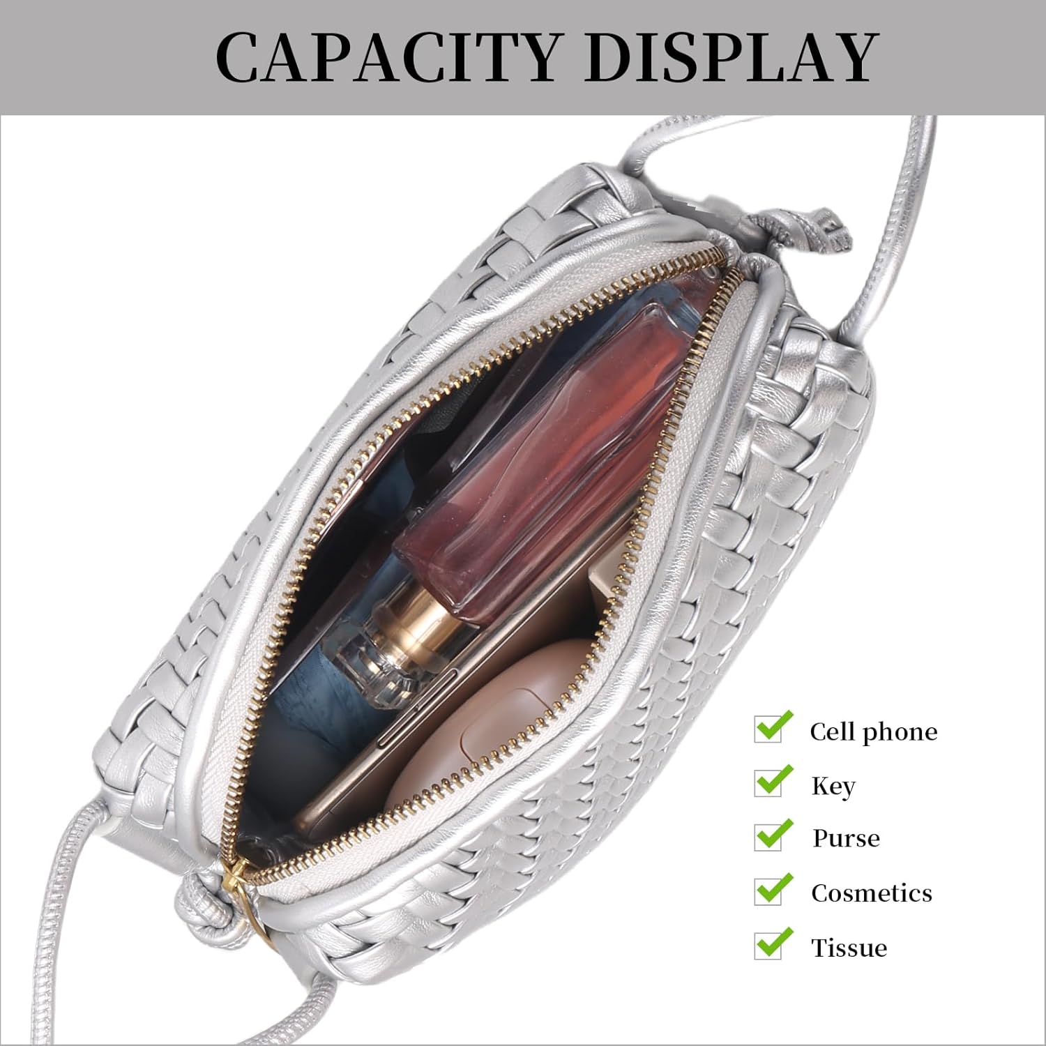 Woven Crossbody Bags for Women Handwoven Purses Vegan Leather Small Handbag Handmade Shoulderbag | Lightweight, Zipper Closure