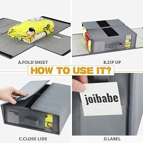 Miniatura 2 de joibabe Organizador y almacenamiento de sábanas, organizador de carpetas de sábanas (tamaño Queen y King), caja de almacenamiento de tela Oxford