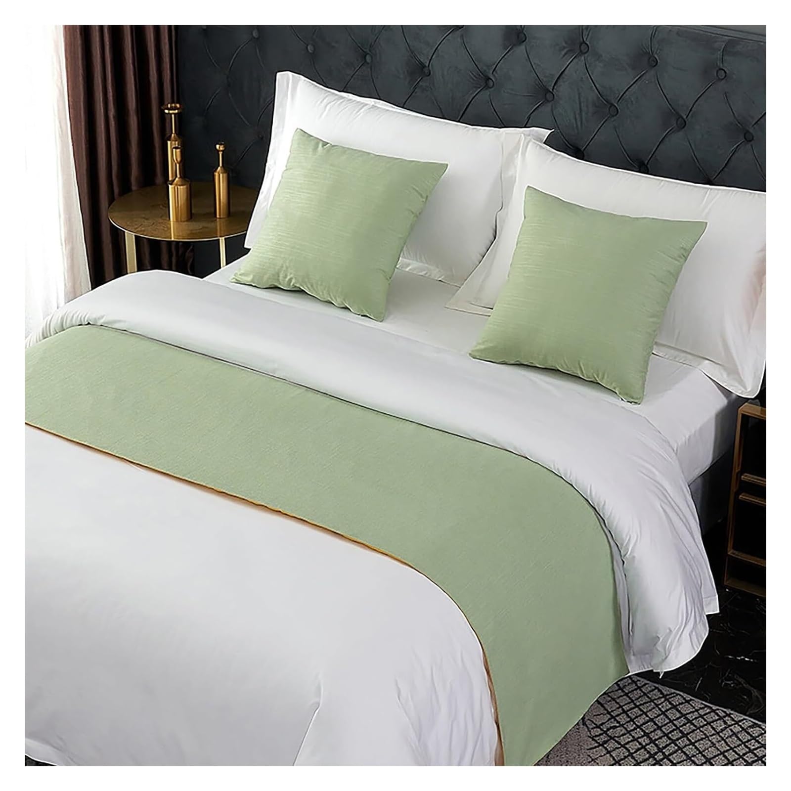 JFGCTYHXY Bed linen throws, Bed Runners & Scarves Solid Single Layer End Scarf, Modern Style(Grün,50 * 180cm for 120cm Bed)