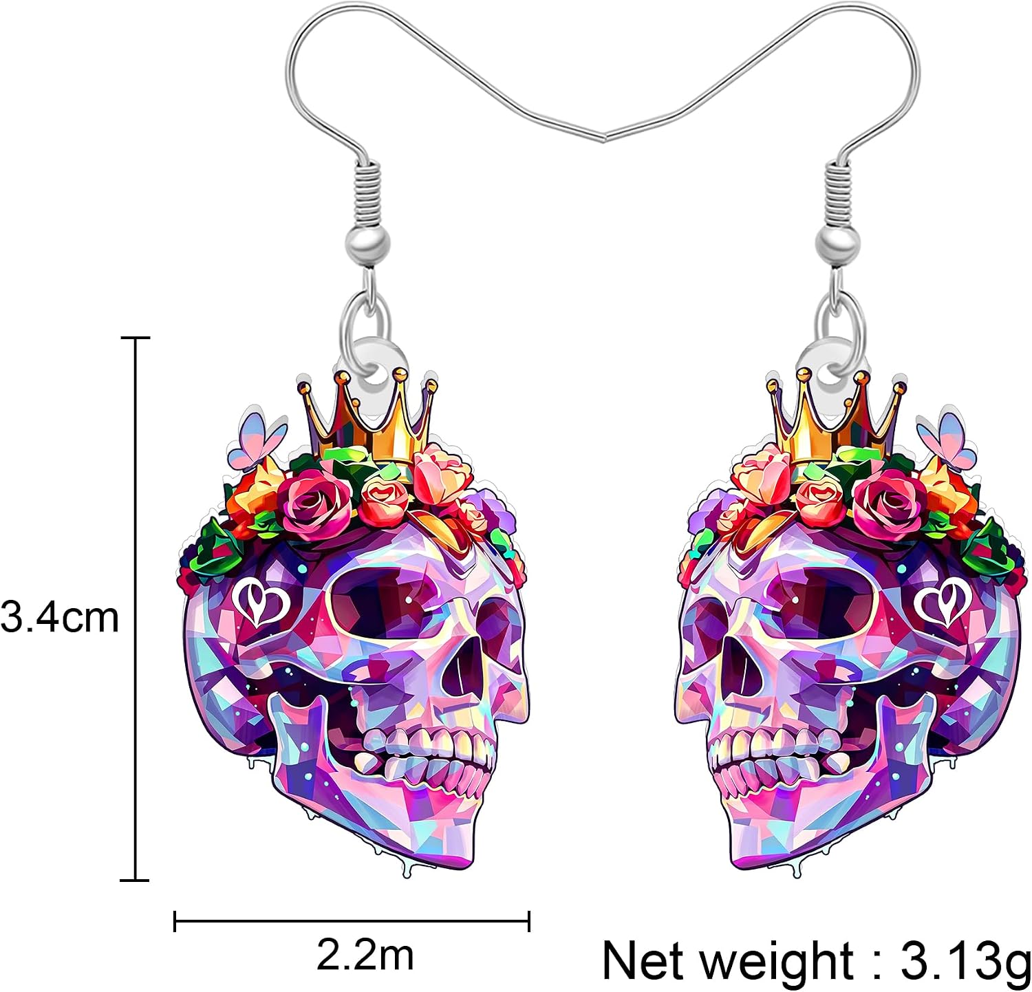Acrylic Halloween Spider Rose Skull Earrings Dangle image 5