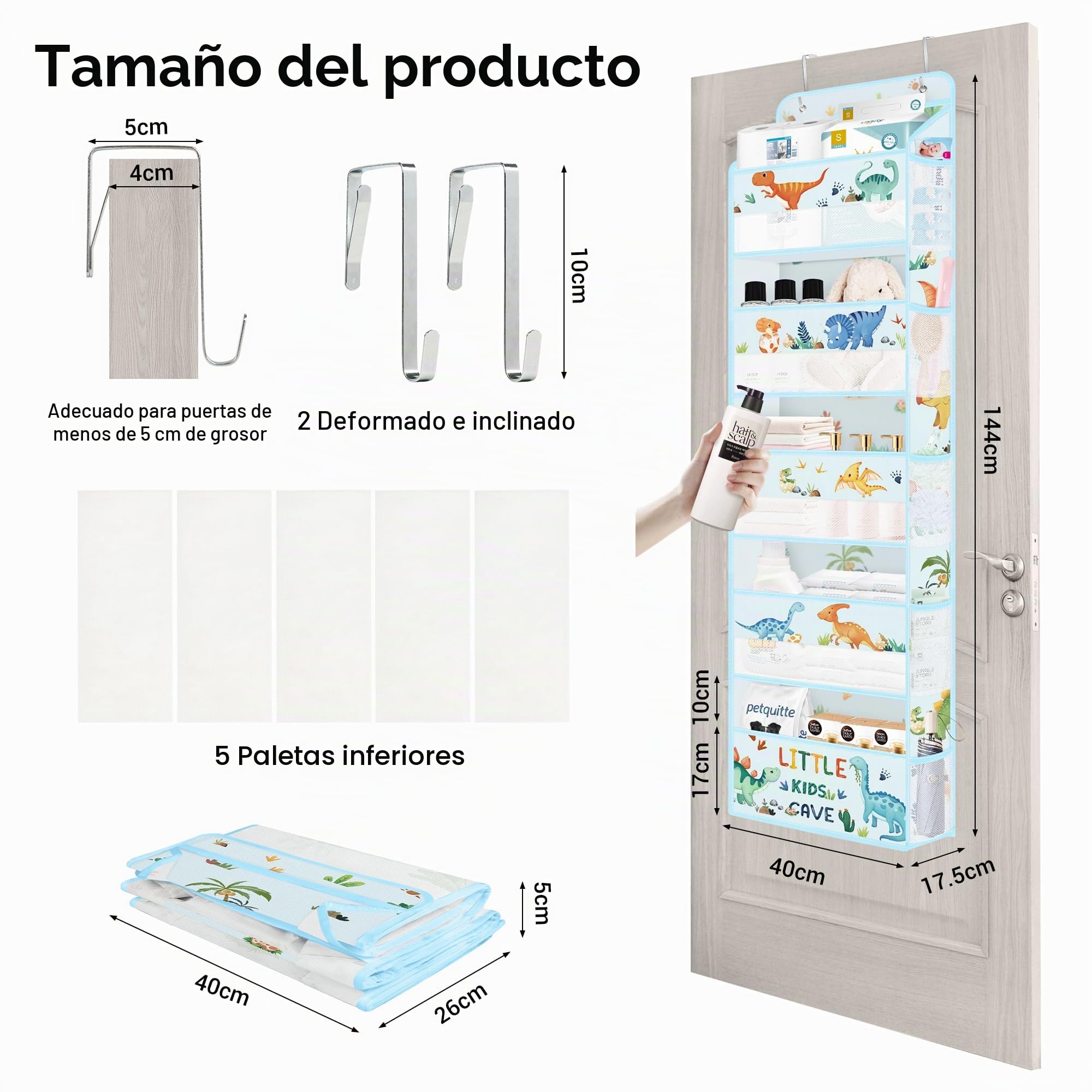 Clastyle Organizador Colgante Puerta Dinosaurio Bolsa Almacenamiento
