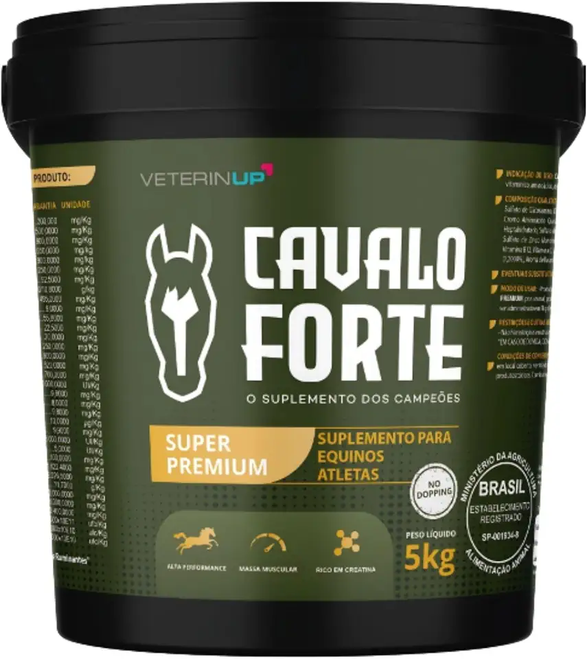 Suplemento Cavalo Forte Super Premium 5kg | Creatina para Cavalo de Vaquejada Equino Atleta | 4x Mais Força, Imunidade e Recuperação Pós-Prova | Articulação e Saúde de Casco, Pelo | VeterinUp