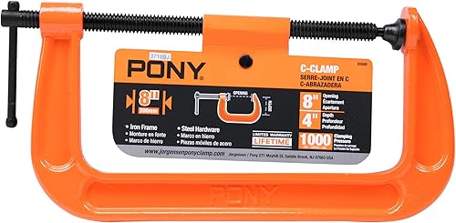 Miniatura 5 de Pony Jorgensen 2680 Abrazadera C de 8 pulgadas, naranja