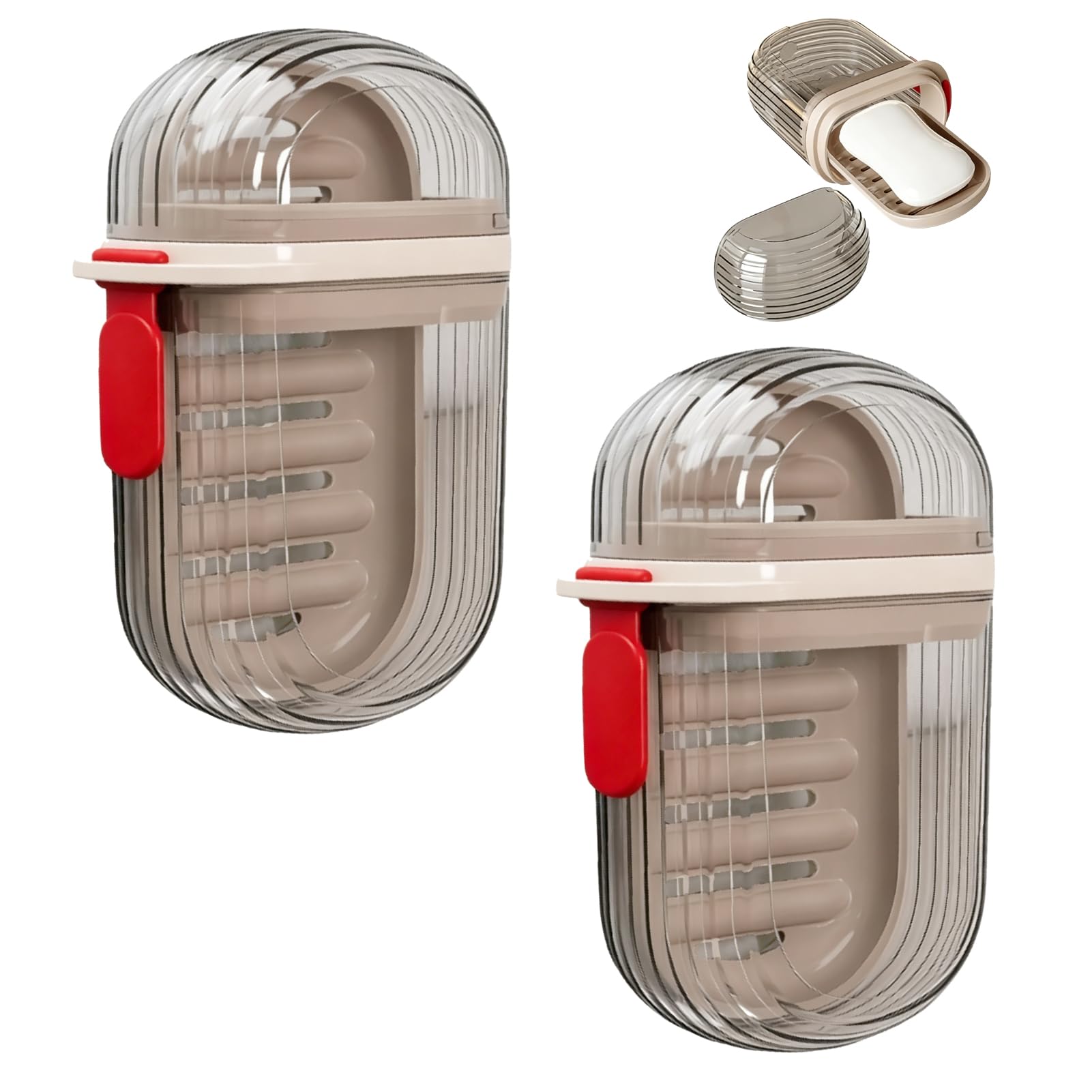 Travel Soap Case, 2 Pieces Soap Box, Equipped with Lid Drain Board and Detachable Parts, Waterproof and Leakproof, for Bathroom Camping Travel Household Use