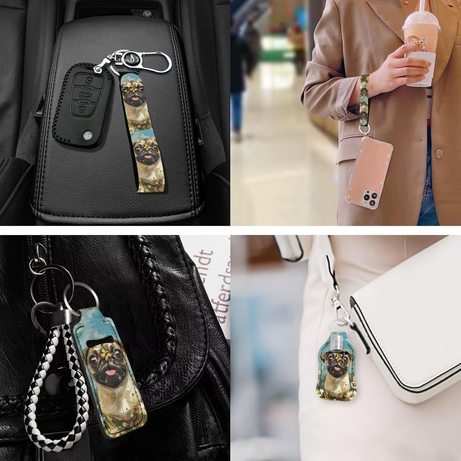 Suobstales 3 Pack Travel Bottle Keychain Holder Set Hand Sanitizer Holder With Chapstick Holder Keychain for Women Men image 2