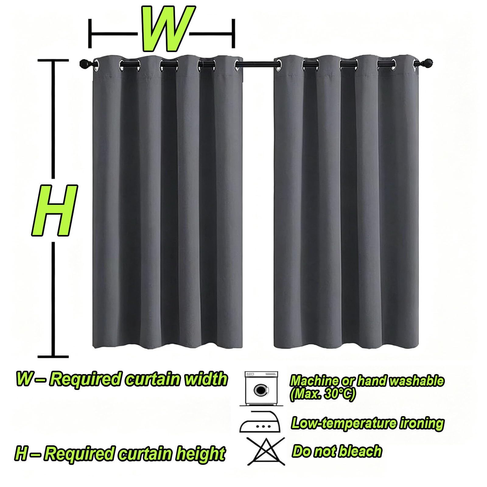 Tenda da Esterno 160 x 210 cm Oscurante Termico, Impermeabile, Protezione Dai Raggi Uv, con Occhielli Tende da Sole per Balconi per Giardino, Balcone, Grigio Scuro