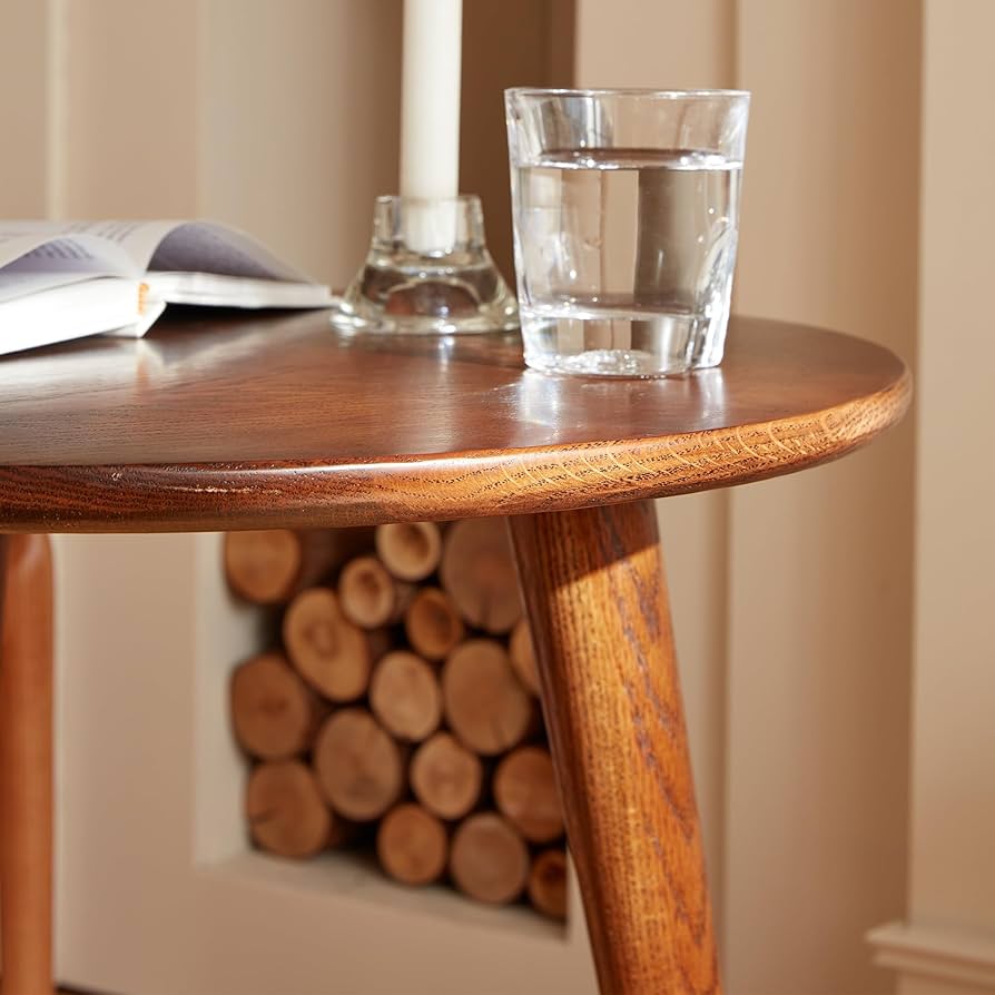 Amazon|MU RONG サイドテーブル 丸 テーブル アメリカオークウッド Amazon|MU RONG サイドテーブル 丸 テーブル アメリカオークウッド