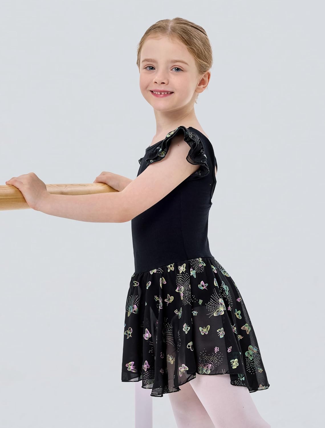 Girls Ballet Leotard with Skirt Toddler Dance Dresses Criss-Cross Hollow Back Ruffle Butterfly Sleeve Ballerina - Image 2