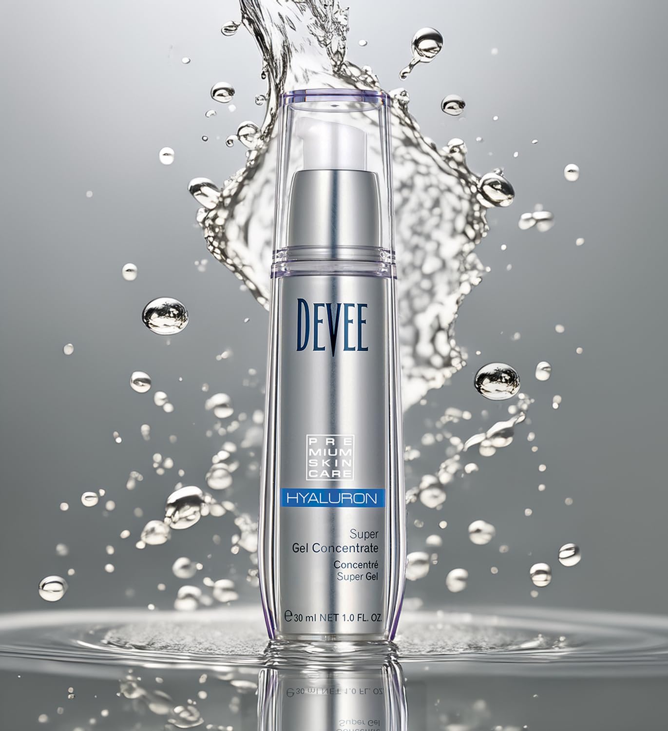 DEVEE® Hyaluron Platinum Serum Concentrate - Gesichtsserum mit verkapseltem Hyaluron, Serum für jeden Hauttyp geeignet, hydrierende und hochaktive Wirkstoffe, leichte Textur, 30 ml