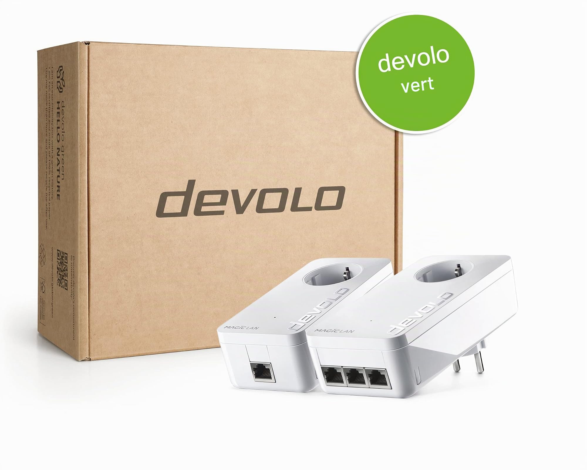 devolo Adaptateur LAN Powerline 8549, triple kit de démarrage Magic 2 LAN - jusqu'à 2400 Mbps, connexion LAN 3x Gigabit idéale pour les jeux, home office, dLAN 2.0, blanc