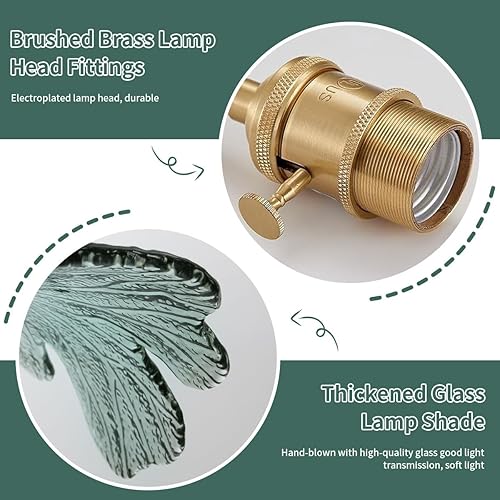 Miniatura 7 de Lámpara colgante para enchufar, moderna lámpara colgante de latón con pantalla de vidrio verde oscuro, luz colgante de 14.75 pies con cable de