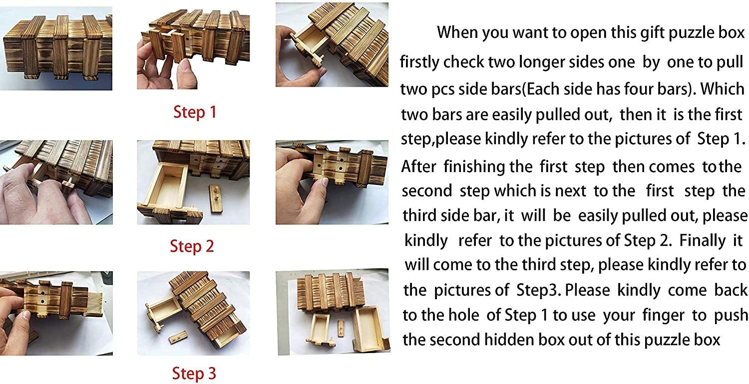 Handmade Classic 3D Brain Teaser Wooden Puzzle Magic Gift Box Game Box with Extra Secure Secret Drawer IQ Toys SHUYUE image 2
