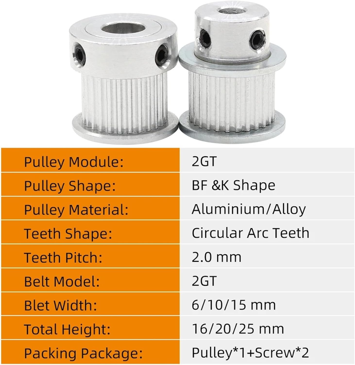 26T 28T GT2 Pulley Circle-arc Tooth Bore 4/5/6/6.35/7/8mm Width 6/10/15mm 26Teeth 28Teeth 1Pcs(8 mm - BF Shape,2pcs,26T-belt width 6mm)