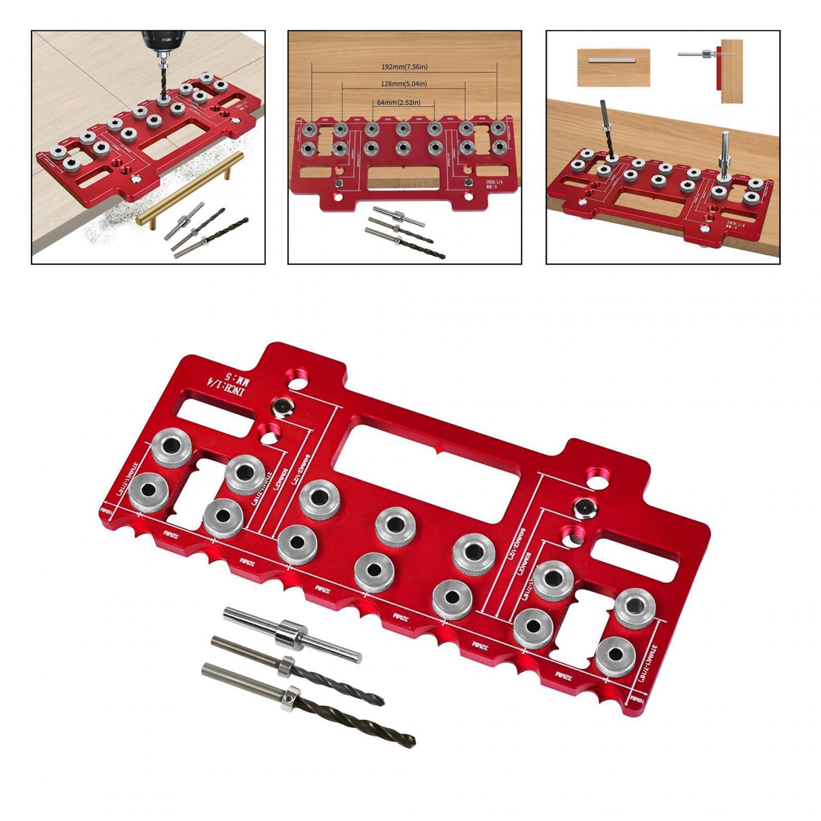 Modello di foratura per perni per mensole con utensile da 1/4 di pollice e 5 mm per lavori di ristrutturazione domestica intelligenti e 3 punte da