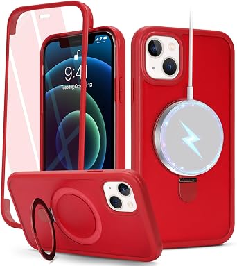 for iPhone 13 mini Case with Screen Protector,Red