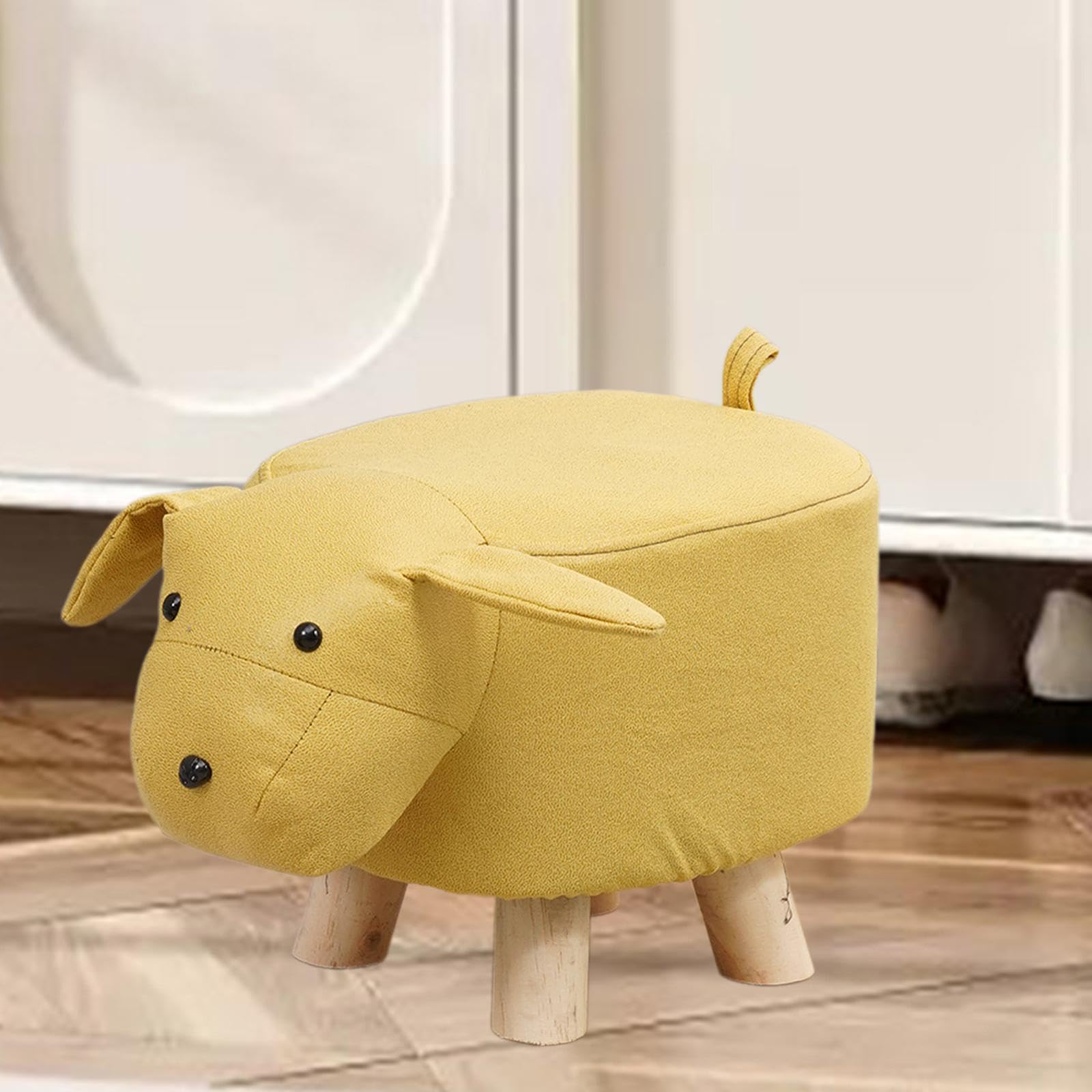 Kinder Fußhocker, Tierisches Design, Bequemer Sitz für Kinderzimmer, Gelber Hund