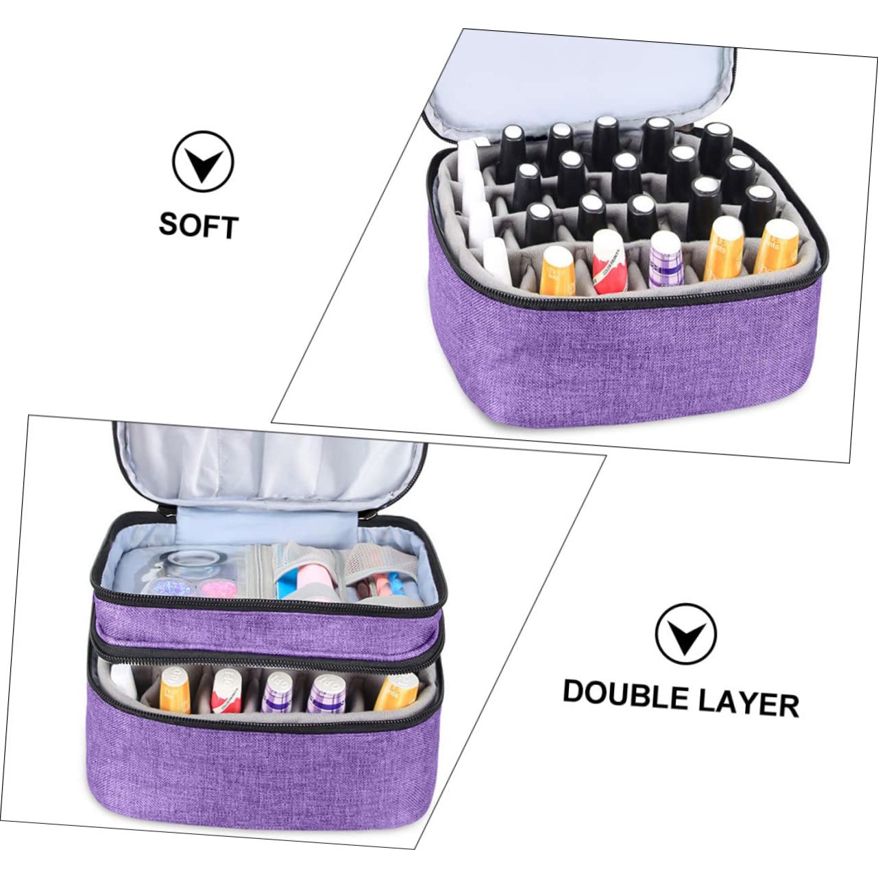 Ipetboom Custodia per Oli Essenziali Doppio Borsa Organizer Portatile per Smalto per Unghie Include Flaconi Materiale Oxford e Resistente
