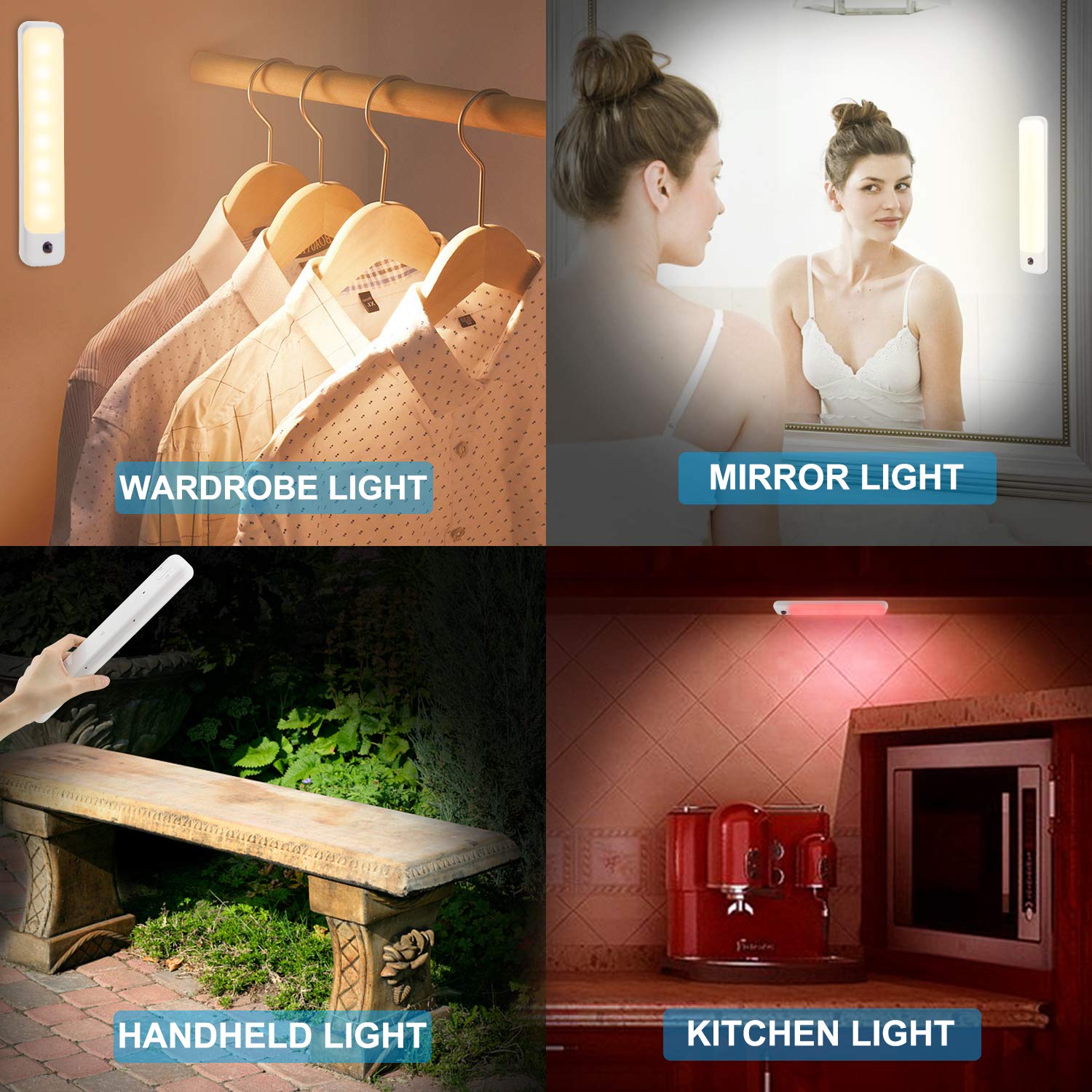 BIGMONAT Drahtlose LED-Schranklichter – 2er Pack, Berührungsaktiviert, Mit Timer, Batteriebetrieben Für Schrank, Garderobe, Abstellraum