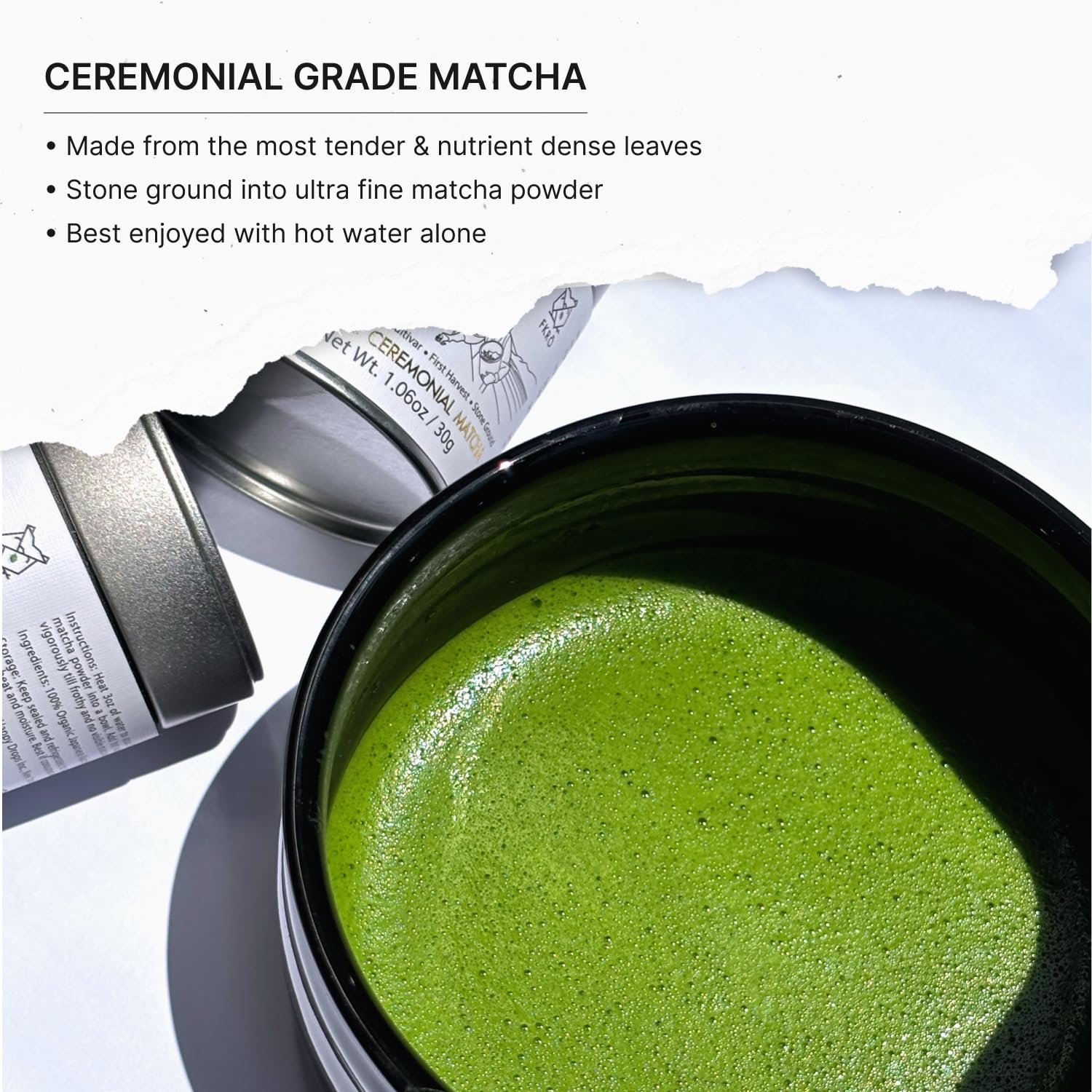 FKRO Organic Ceremonial Grade Matcha Green Tea Powder 1st Harvest Single Origin Single Saemidori Cultivar Flown in Fresh — view 3