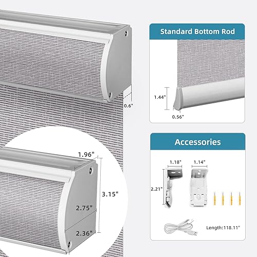 Miniatura 6 de SmartWings Persianas motorizadas filtrantes de luz, funcionan con Homekit, Alexa SmartThings Google, 70 % opacas translúcidas, persianas
