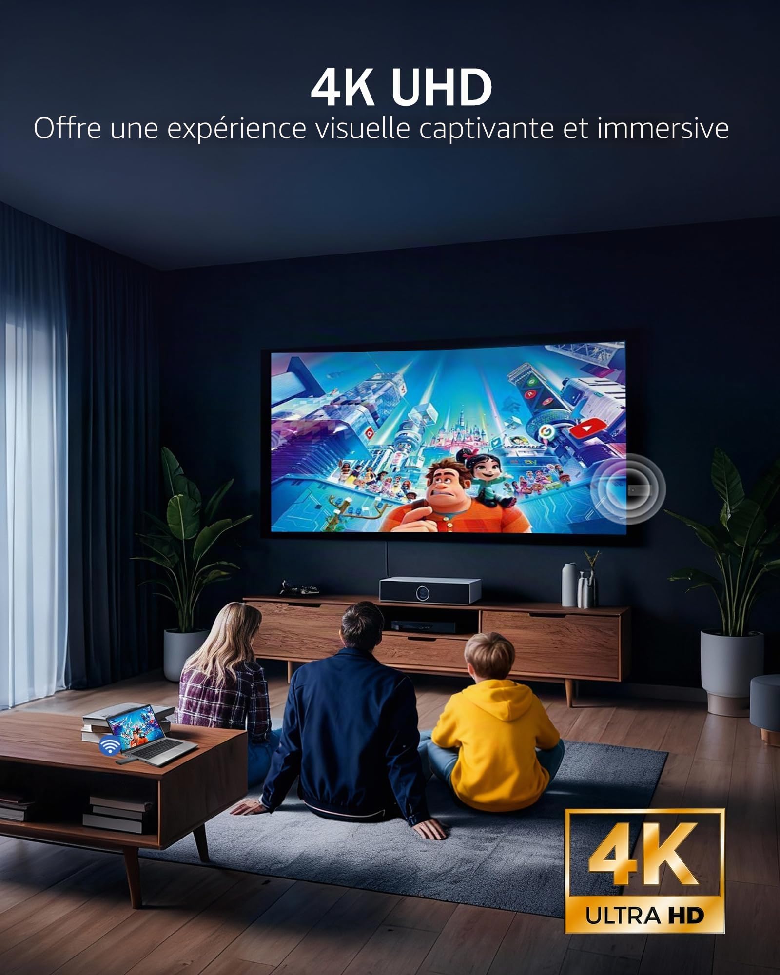 HDMI sans Fil, True UHD 4K Entrée & 4K Sortie, Émetteur et Récepteur Double Bande 2,4G/5G, Plug&Play, Wireless HDMI pour Streaming Vidéo et Audio sur TV/PC/Projecteur, Portée Stable de 30m.