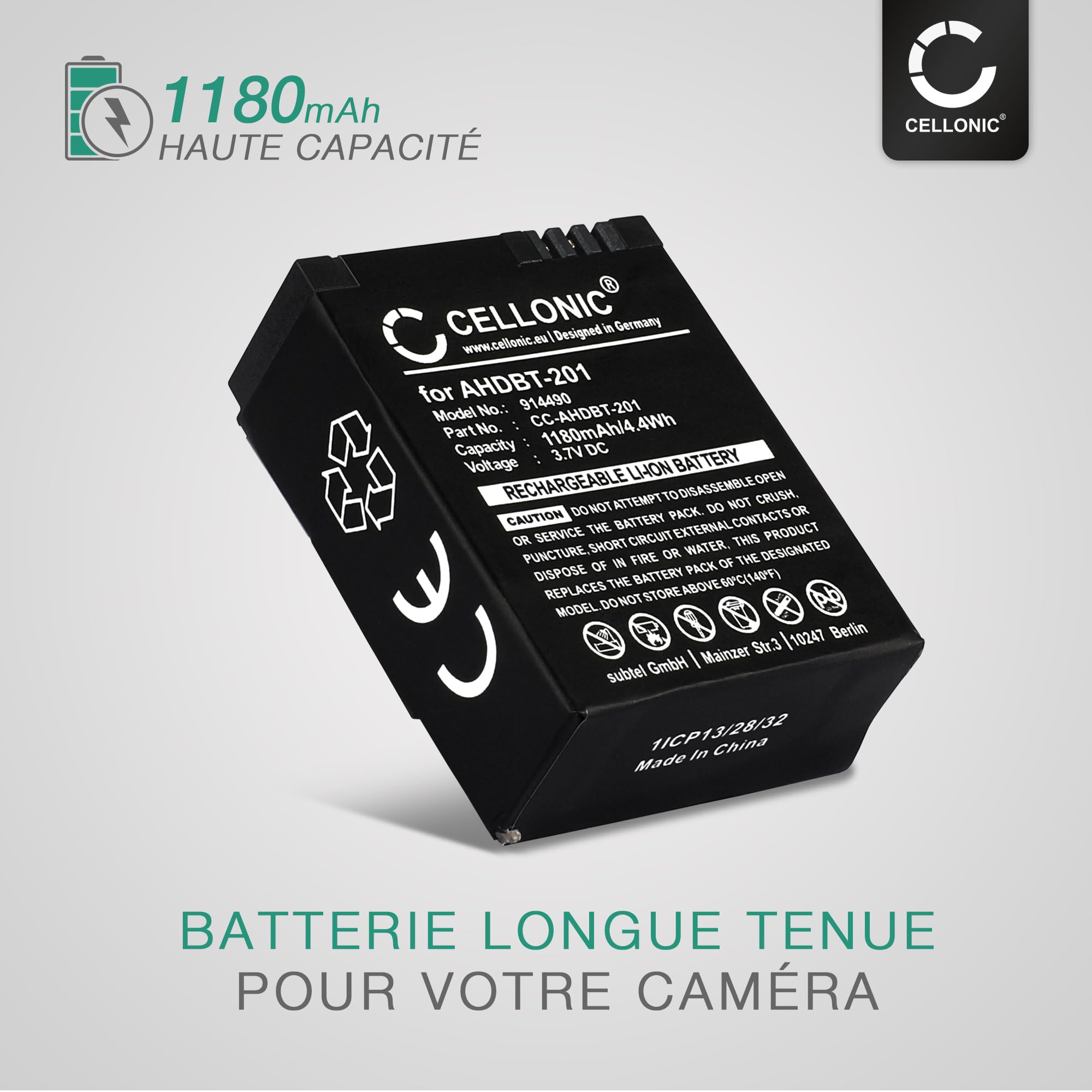 CELLONIC 2X Batterie Compatible avec GoPro Hero 3, Black, AHDBT-201